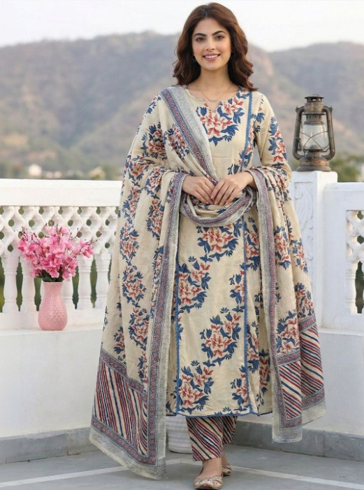 White and blue Churidar